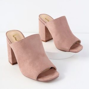 Raelynn Mauve Suede Peep-Toe Mules